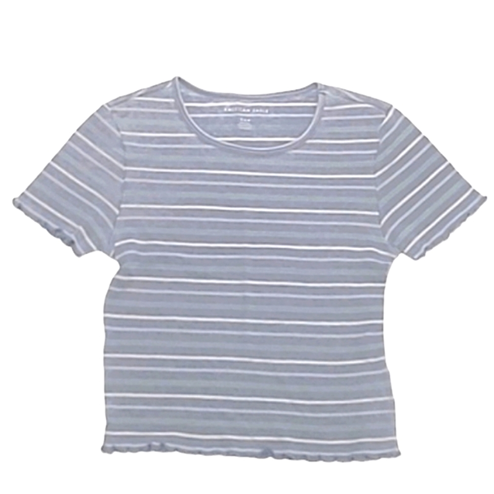 American Eagle Vintage Crop Top 80s Half T-Shirt Lettuce-Edge Hem Tee Knit Top